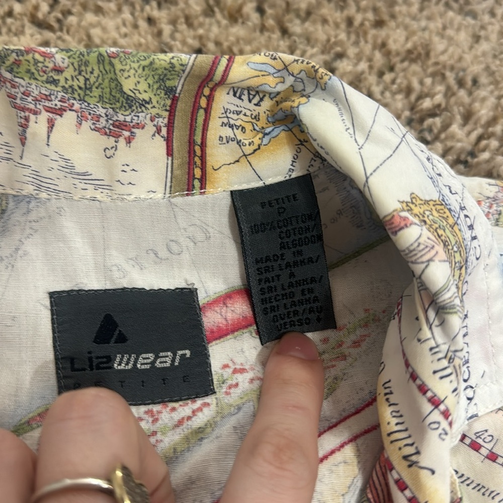 Vintage World Map Button Down - image 4